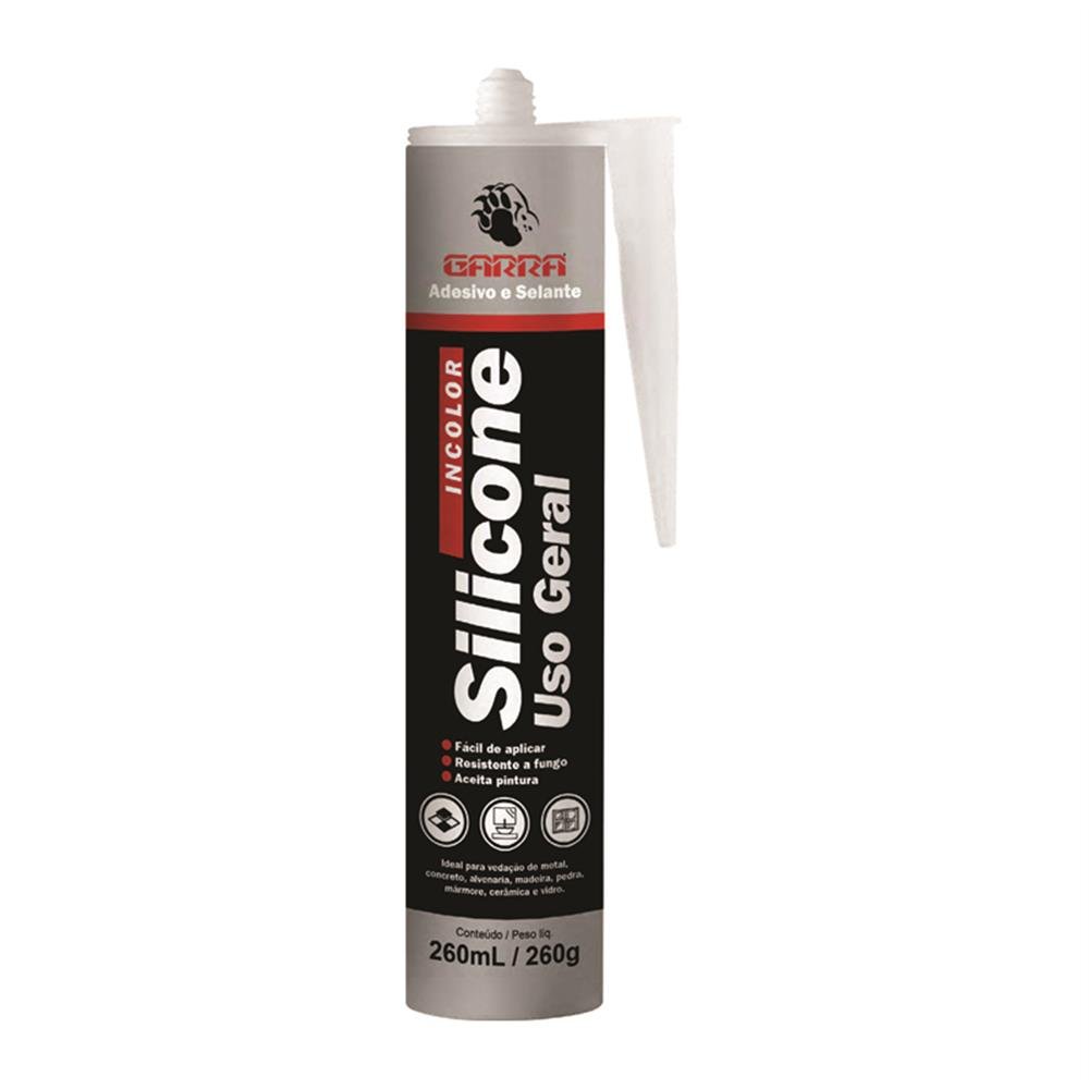 Cola Silicone 260G Transparente Uso Geral Garra