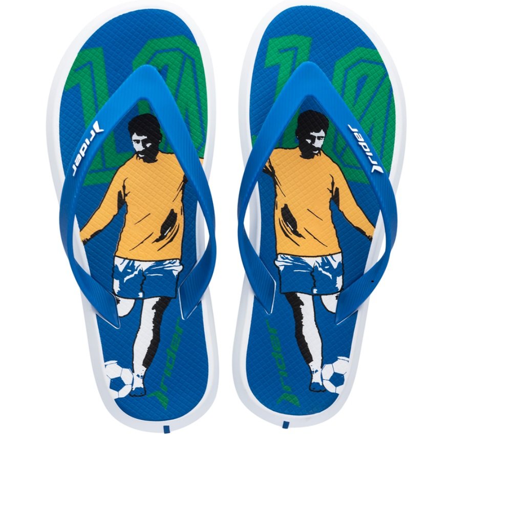 Chinelo Rider R1 Futebol 12144 (37-45) 09182 - Branco Azul Jogador AM519