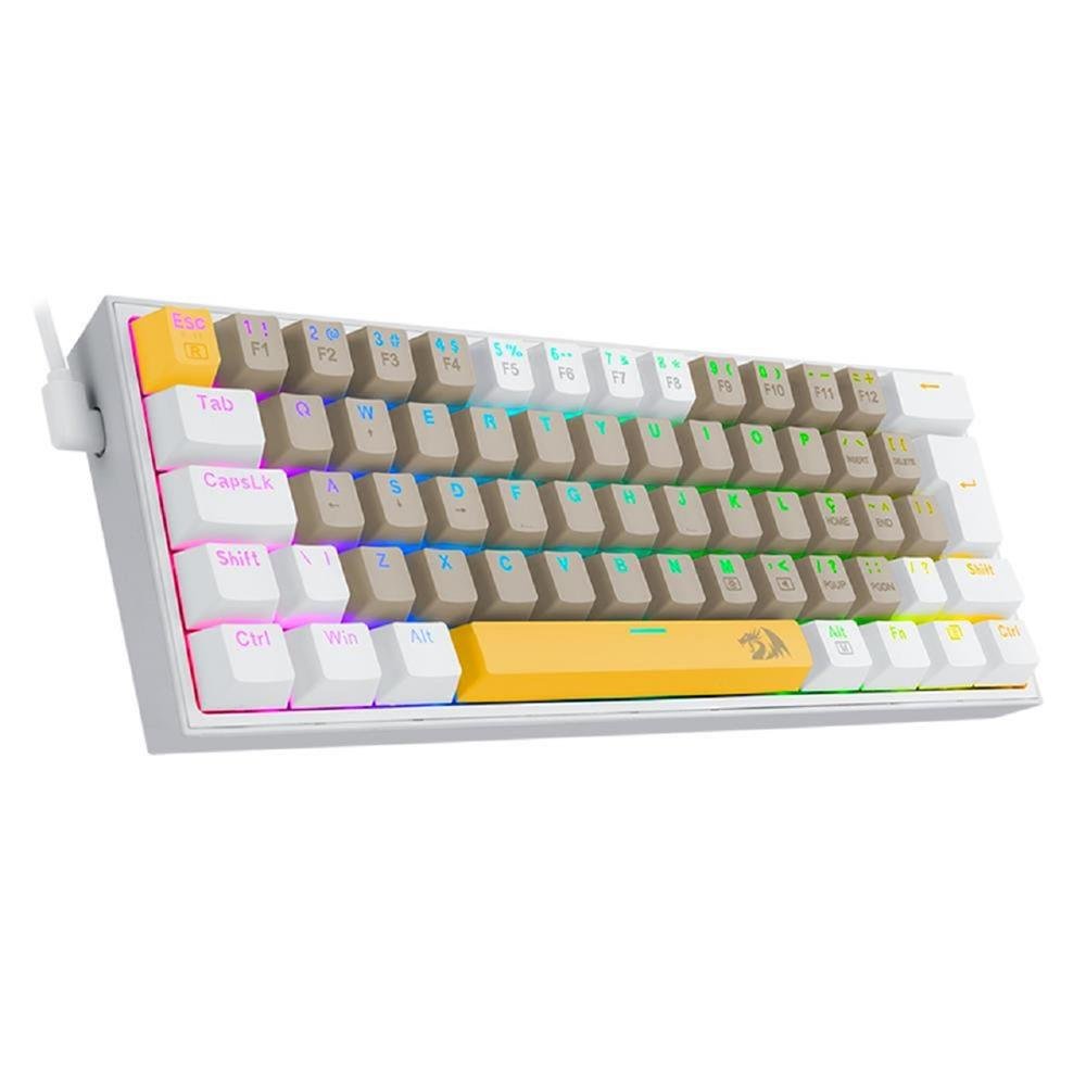 Teclado Mecânico Redragon Sunshine Rgb Amarela Cinza E Branco