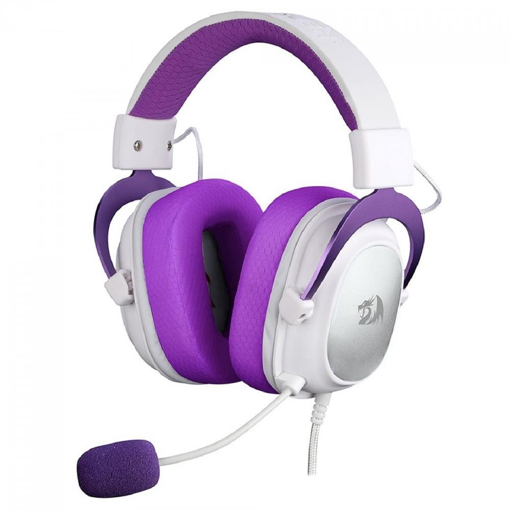 Headset Gamer Redragon Hero 3.5mm Branco e Roxo
