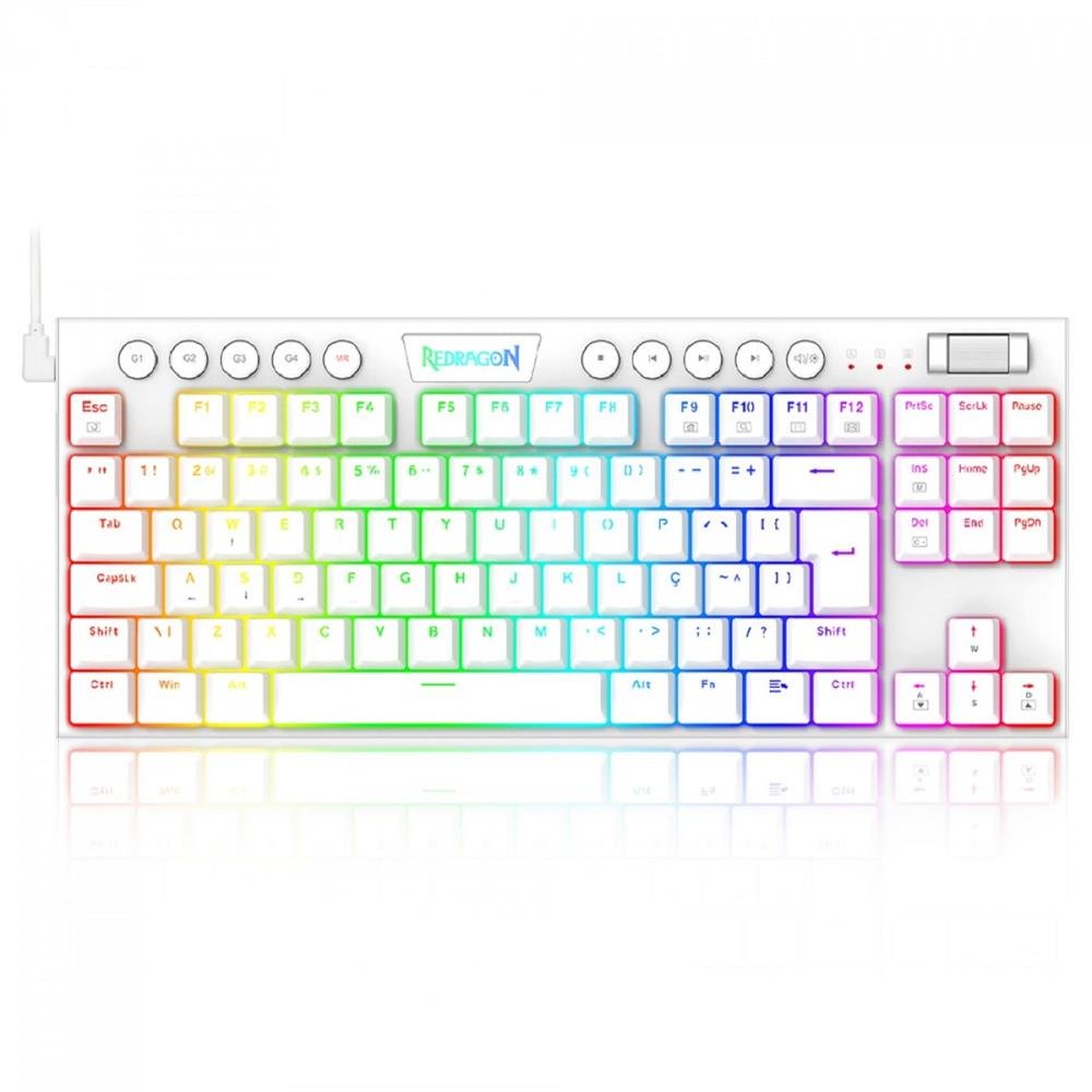 Teclado Mecânico Gamer Redragon Horus Rgb Switch Blue Branco