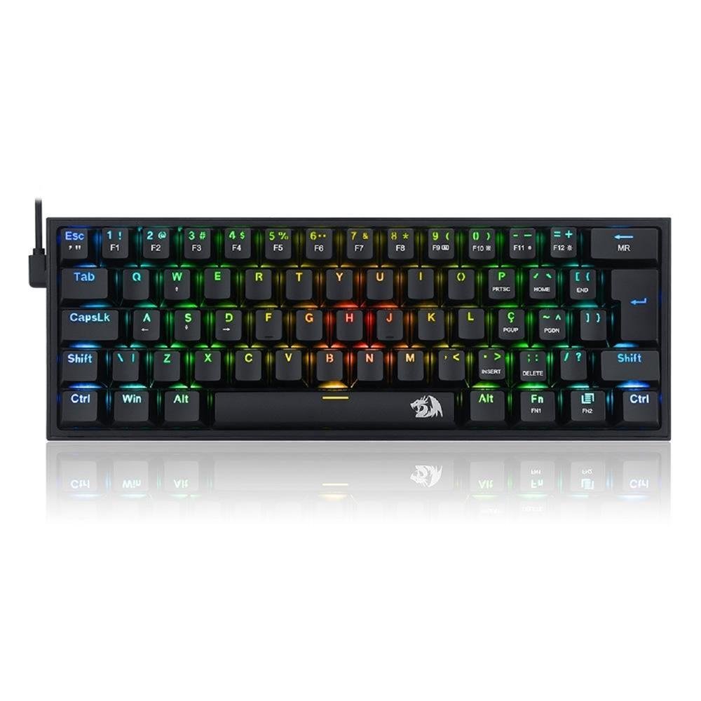Teclado Mecanico Gamer Redragon FIZZ PRO RGB Preto