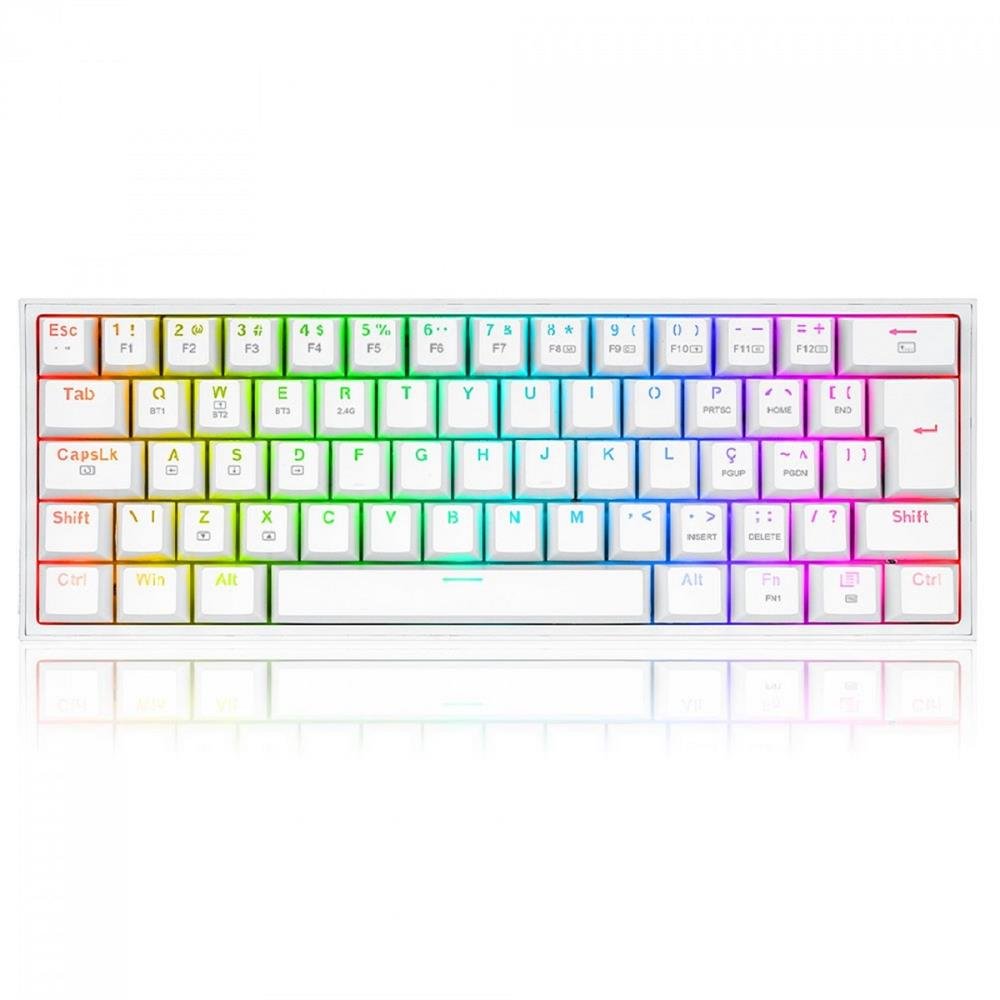 Teclado Mecanico Gamer Redragon FIZZ PRO RGB Branco