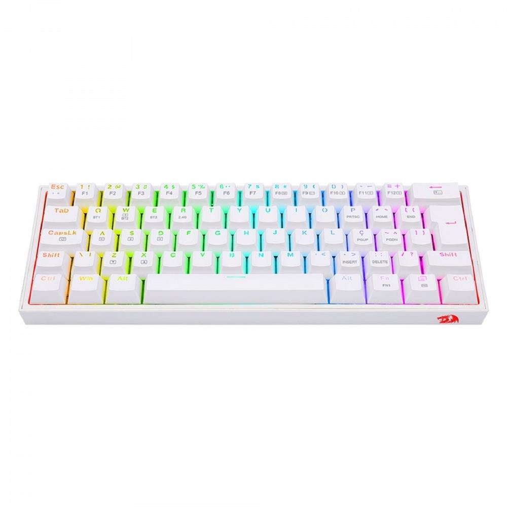 Teclado Mecanico Gamer Redragon FIZZ PRO RGB Branco
