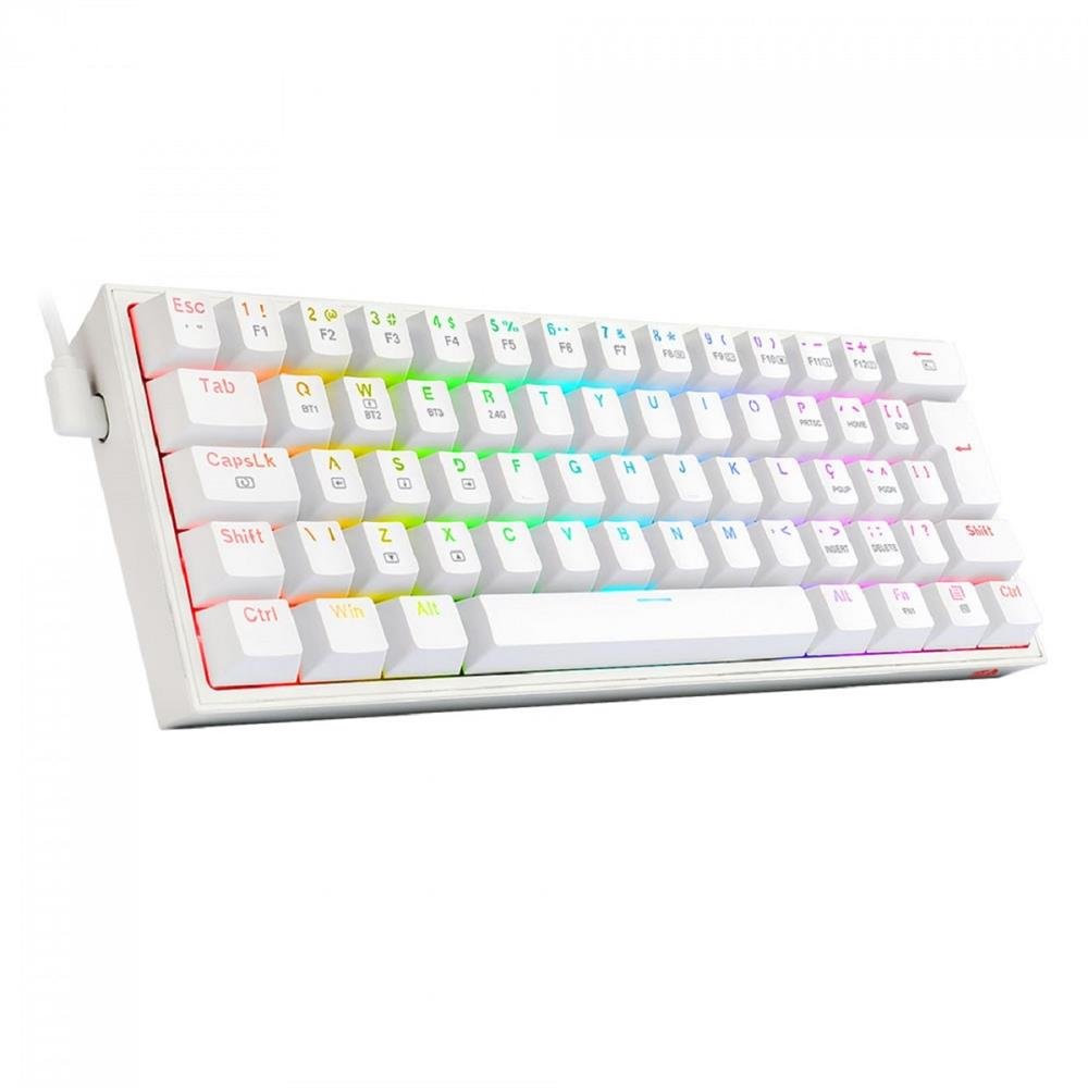 Teclado Mecanico Gamer Redragon FIZZ PRO RGB Branco