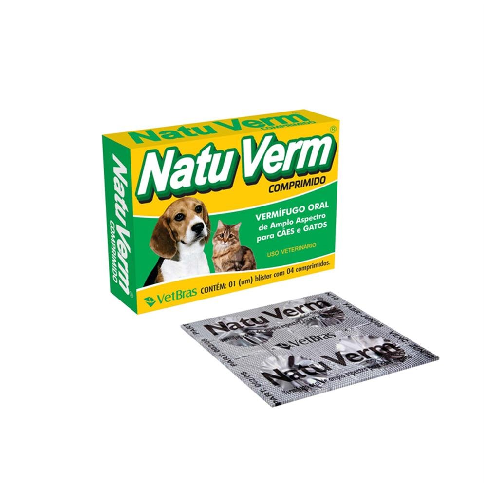 Vermifugo Cão/Gato 4 Comprimidos Natu Verm