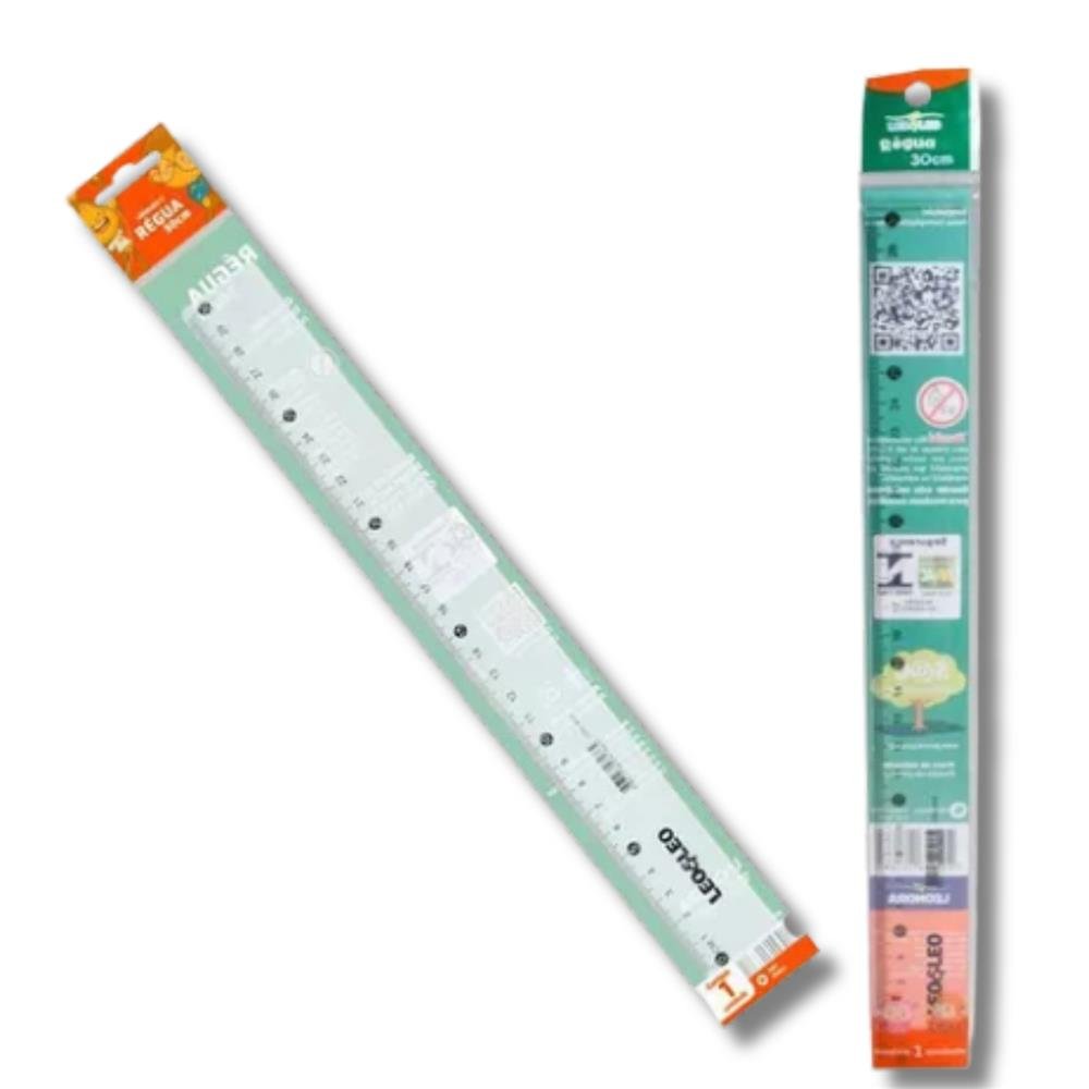 Regua Plastica 30cm Pacote 25 Unidades