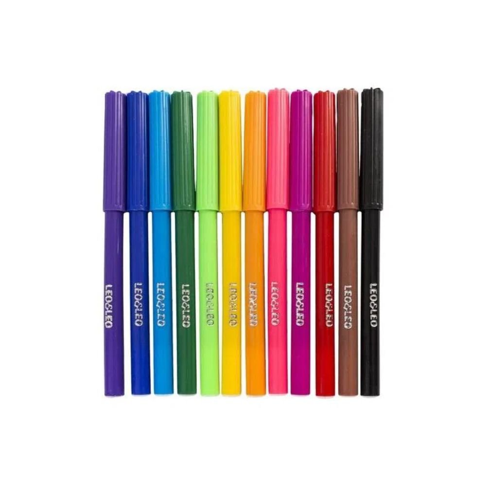 Caneta Hidrografica, Leonora, 4682, Multicor Pacote Com 12 Unidades
