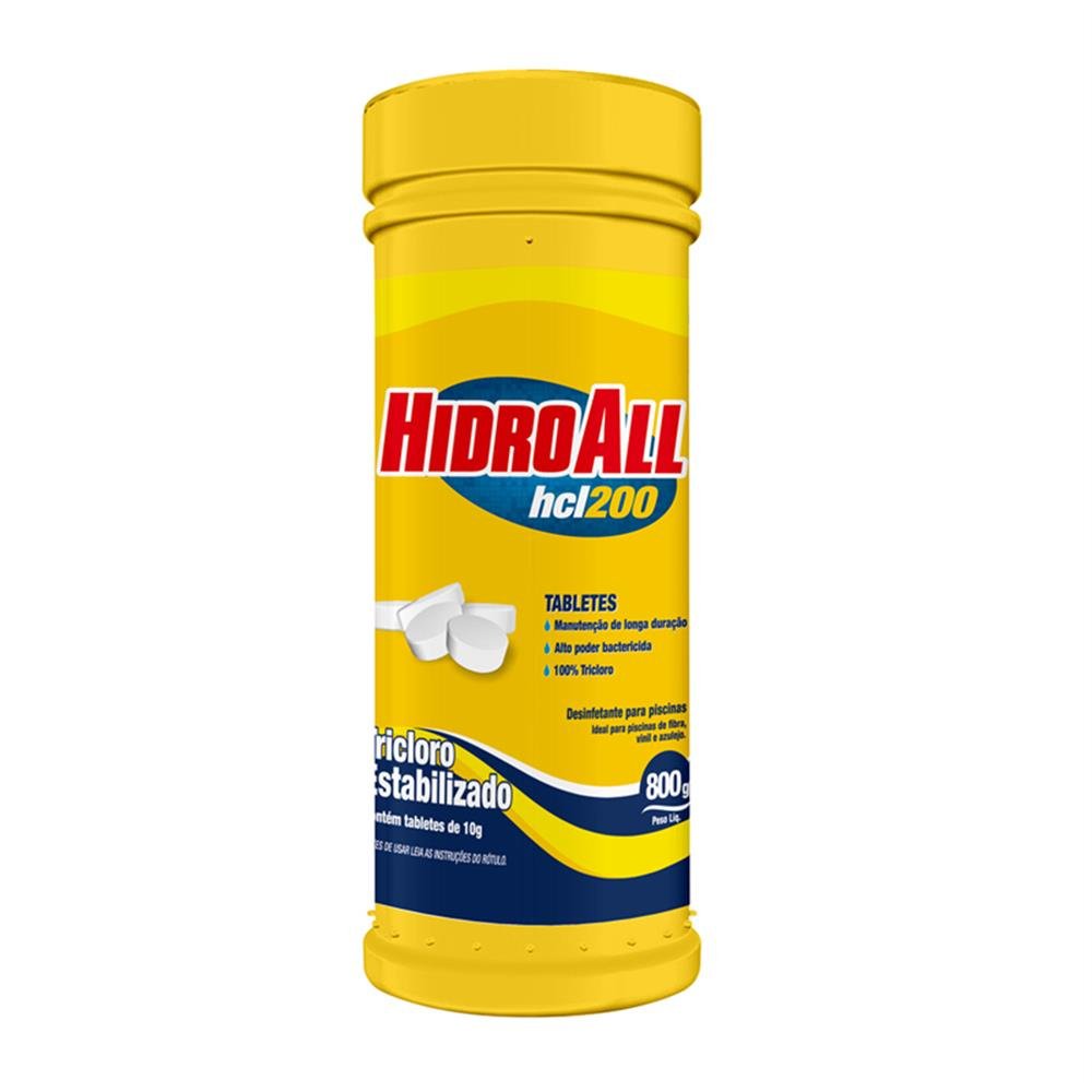 Cloro Piscina Tablete Pote 800G Hcl Hidroall