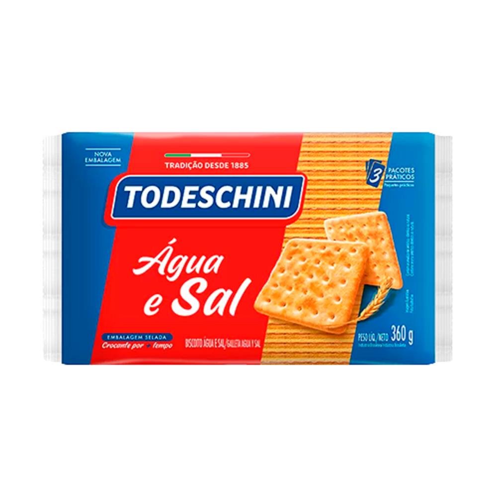 Biscoito Cream Cracker Agua E Sal 360G Todeschini Caixa Com 20 Unidades
