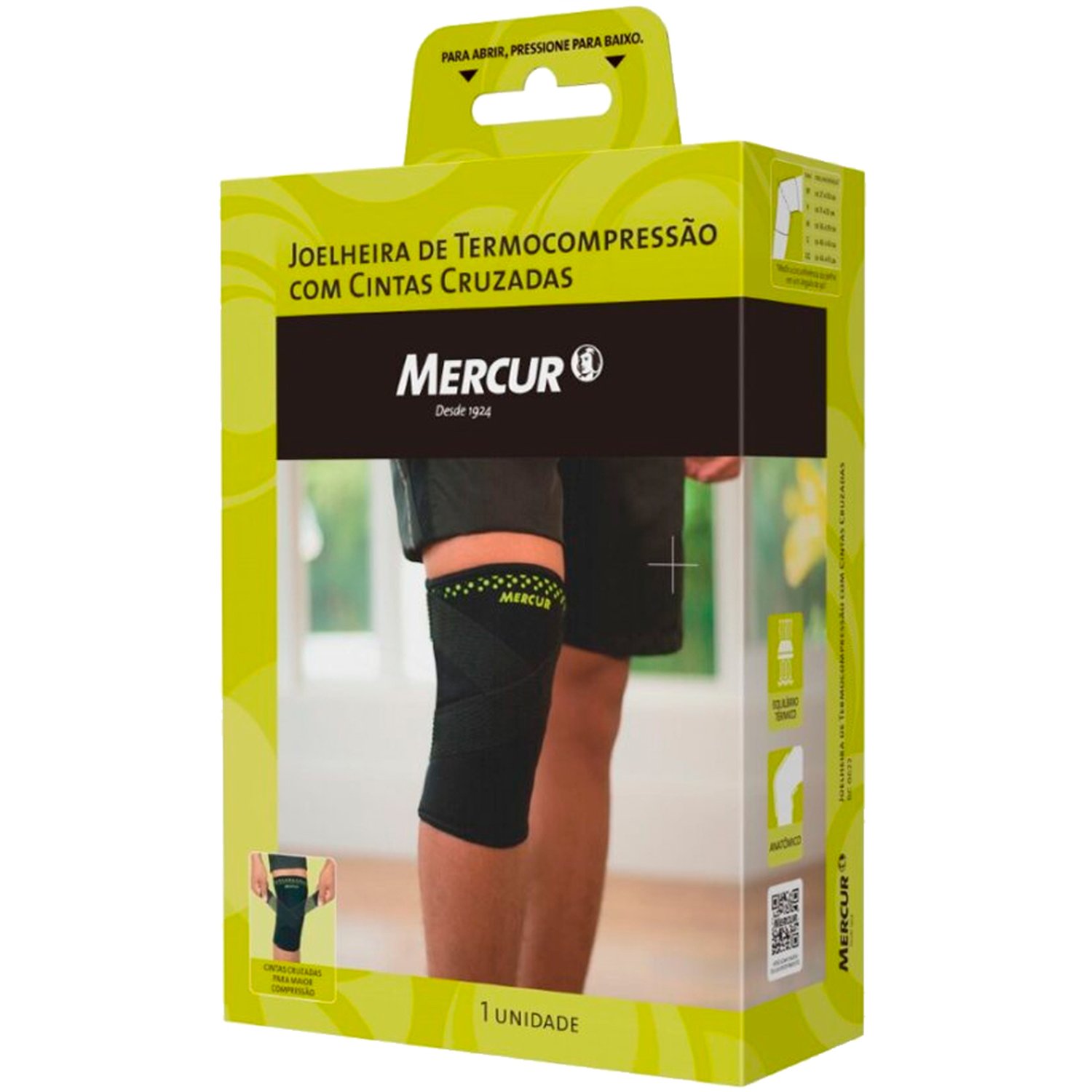 Joelheira De Termocompressao Com Cintas Cruzadas Mercur Preto G