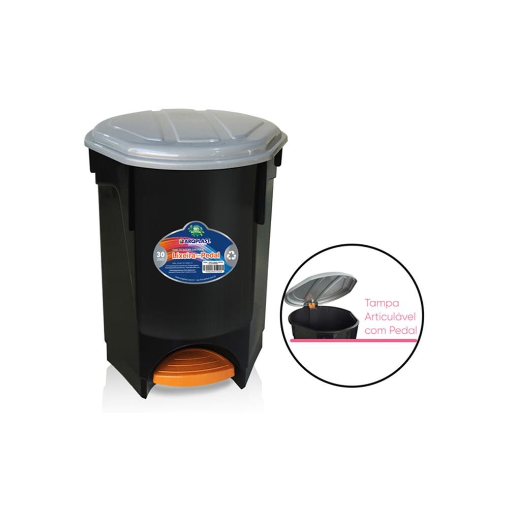 Lixeira 30,0L Plastica C/Pedal Arqplast