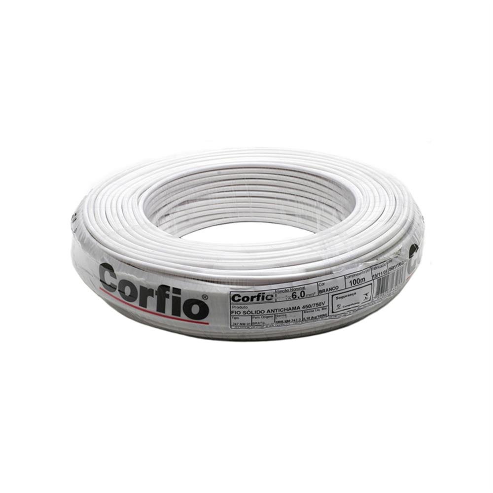 Fio Solido 6,00Mm Branco Corfio 100M