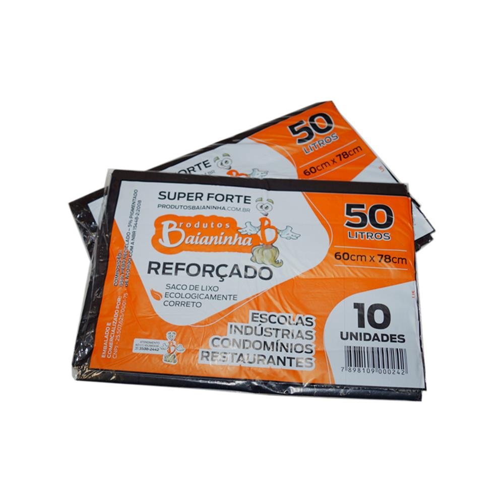 Saco Lixo 50L Preto Baianinha Reforçado C10