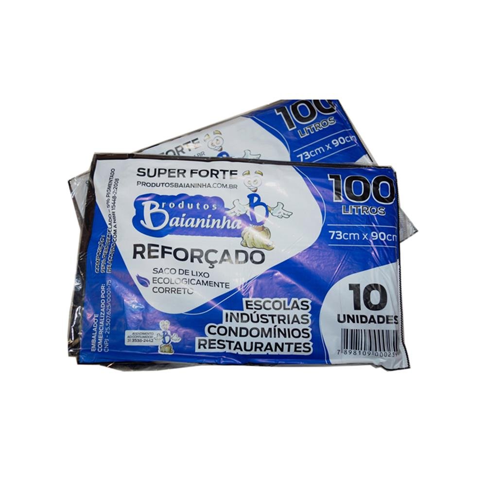 Saco Lixo 100L Preto Baianinha Reforçado C10