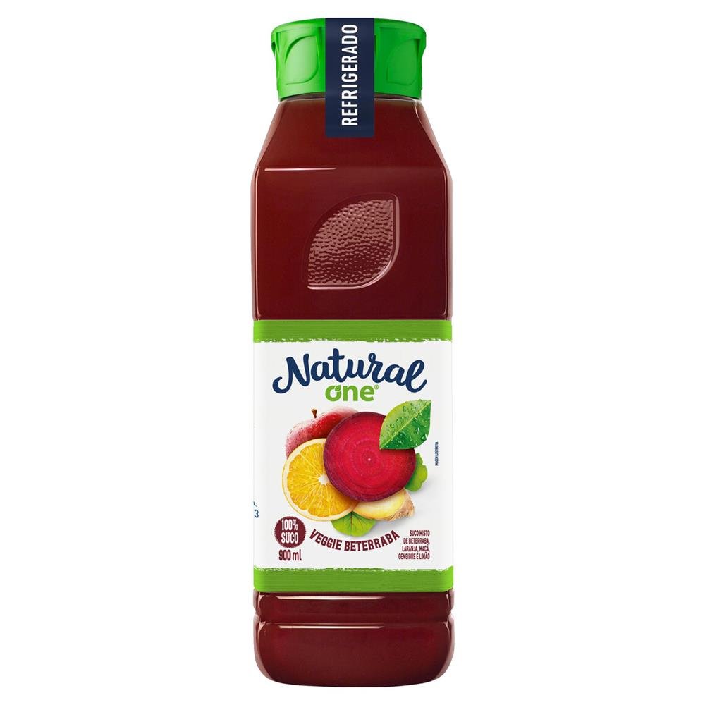 Suco Veggies Laranja Beterraba e Gengibre Refrigerado Natural One 6x900ml