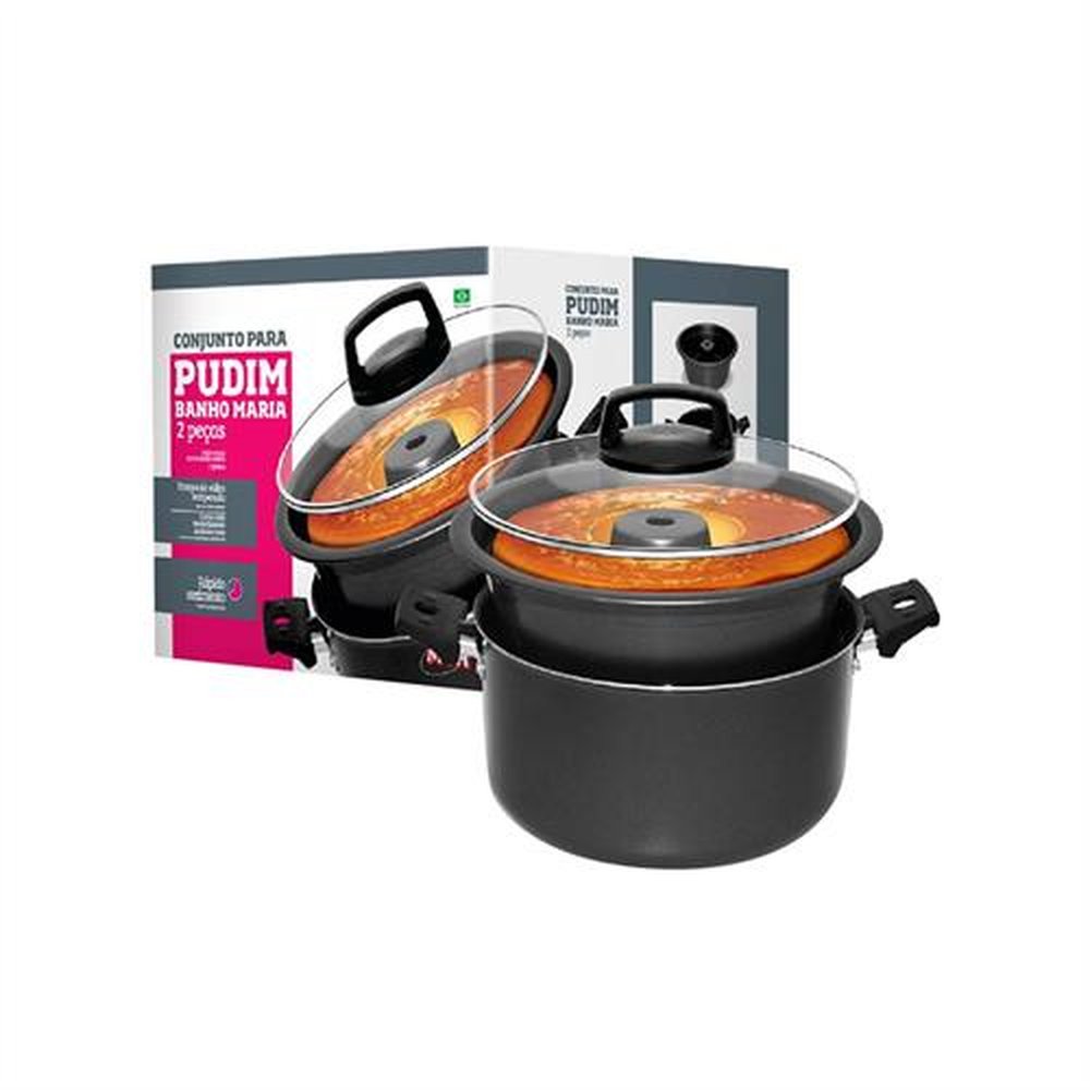 Forma Pudim Banho Maria 3,2L Tampa Vidro