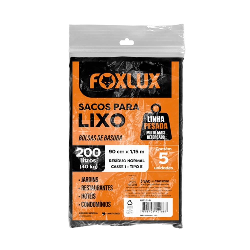 Saco Lixo 200L Preto Reforçado Almofada C5