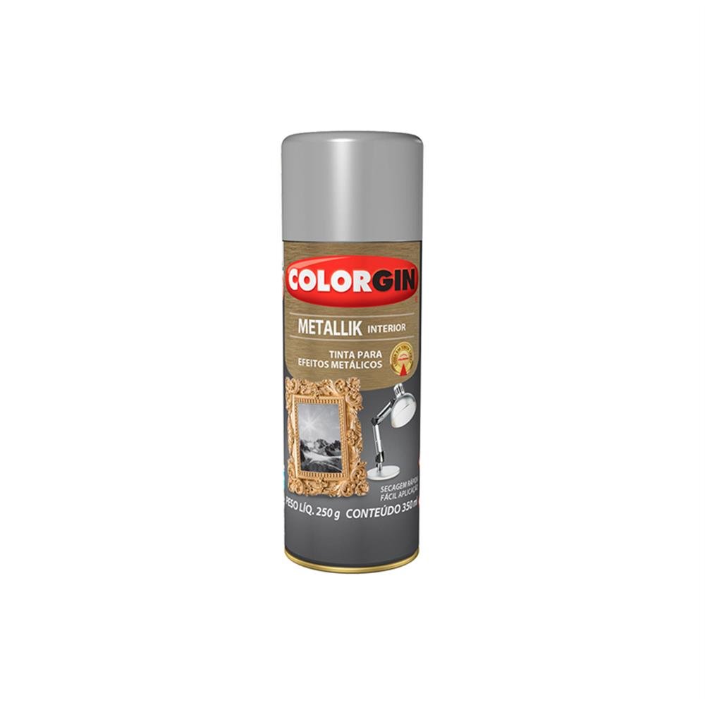 Tinta Spray Metalica Prata 6X350 Colorgin | Martins Atacado