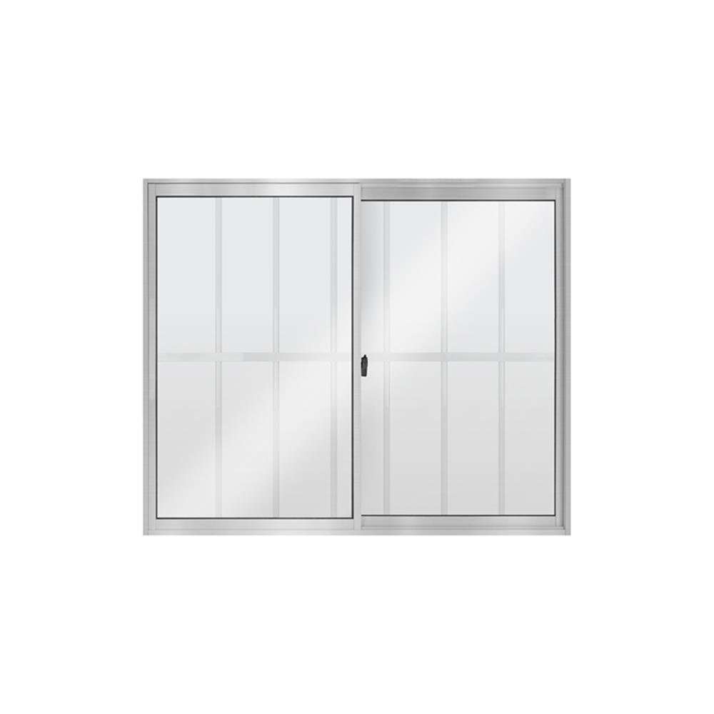 Janela Aluminio 2 Folhas Vidro Liso 1,0Ax1,2 C/Grade Aluminio