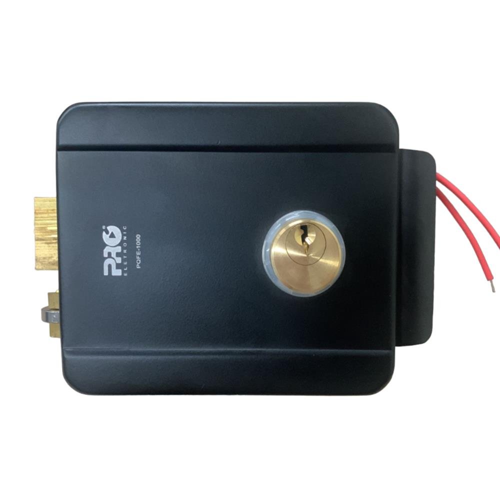 Fechadura Elétrica de Sobrepor 12V com Bobina Dupla na cor Preta
