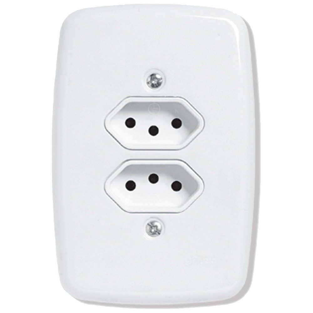 Tomada Ideale Pluzie Dupla 2P+T 20A com Placa 4x2 Branca