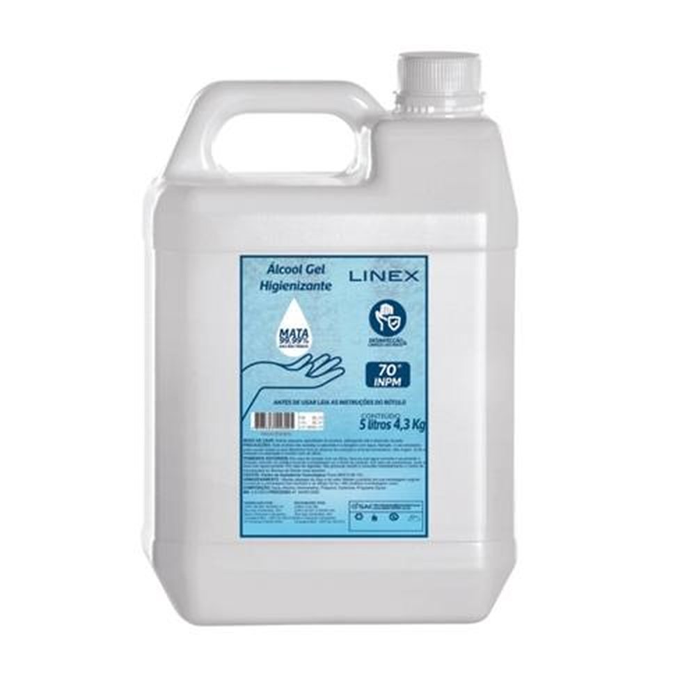 Alcool Gel 70`` 5L 4,3KG Linex.