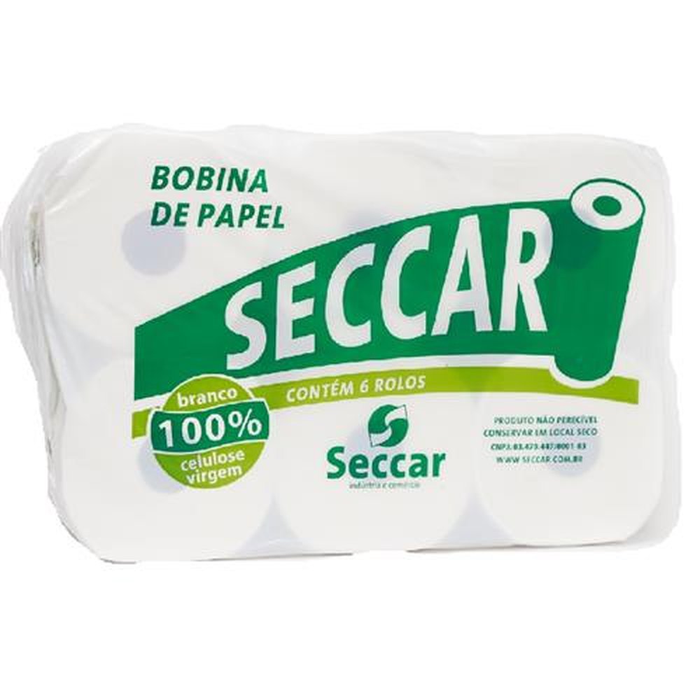 Papel Toalha 100 % Celulose Bobina Com 6 Rolos 20x200 Metros 20G Seccar.