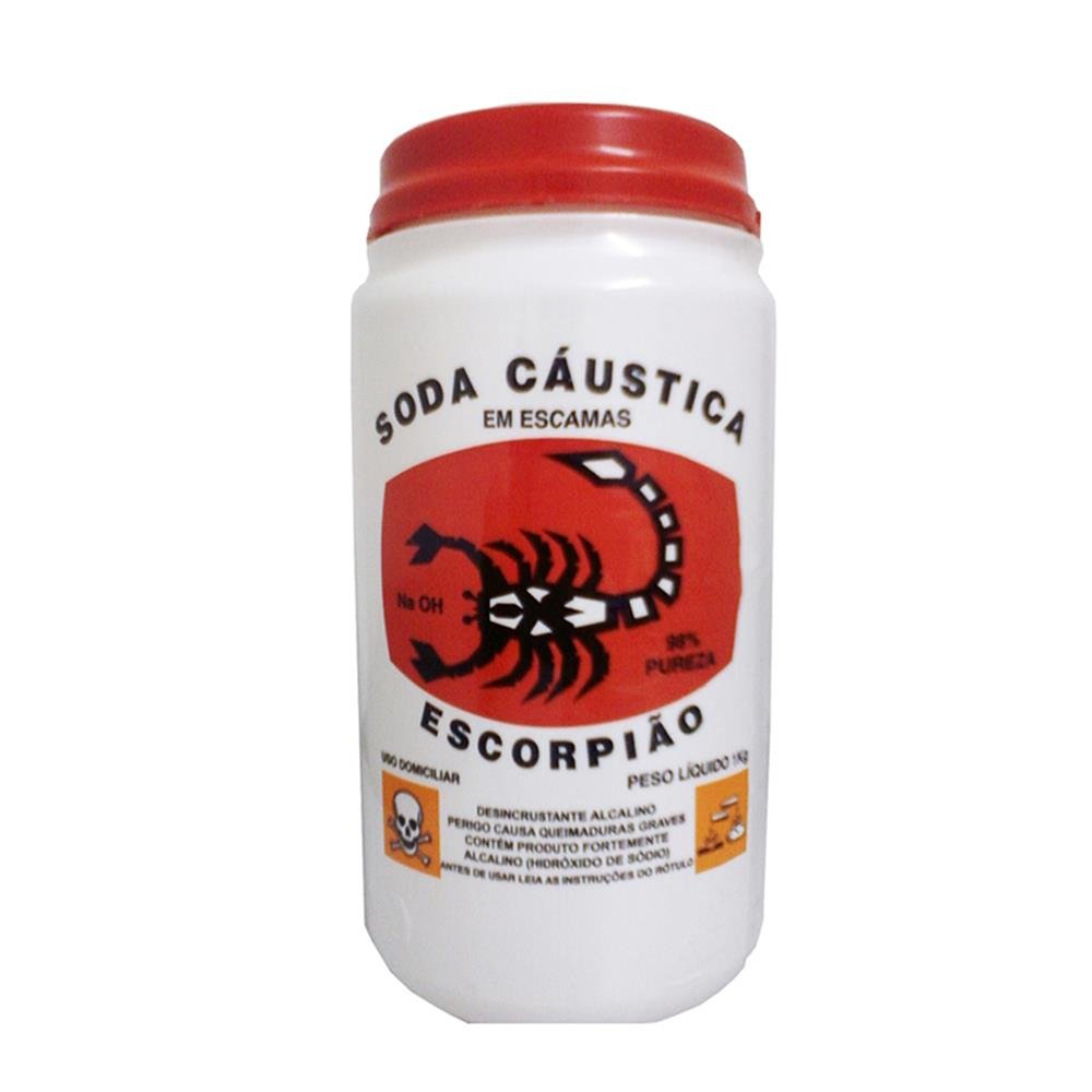 Soda Caustica Pote Escorpiao 98% - 1 Kg - Embalagem 12X1 Kg