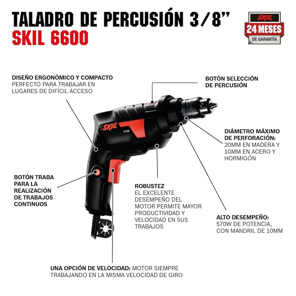 Furadeira de Impacto SKIL 3/8 6600 570W 110V