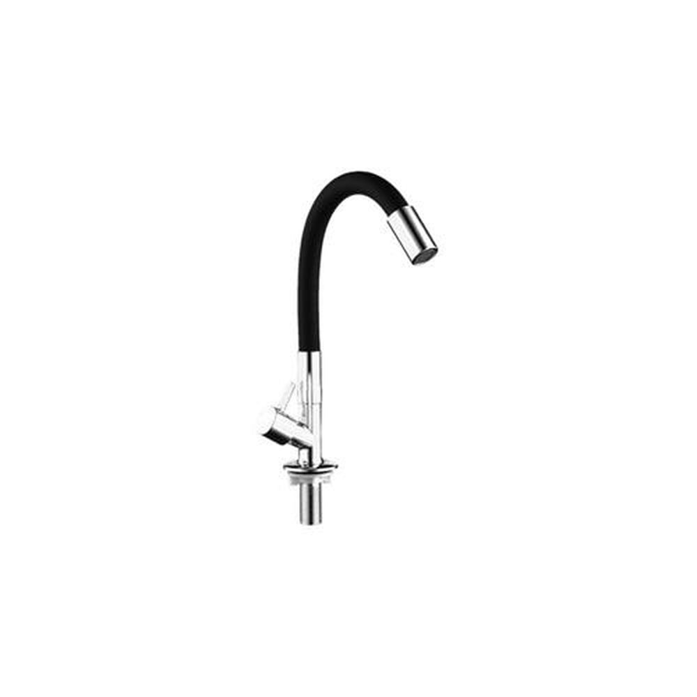 Torneira De Mesa Com Bica Flexível Cromada Com Preta Dubai Flux