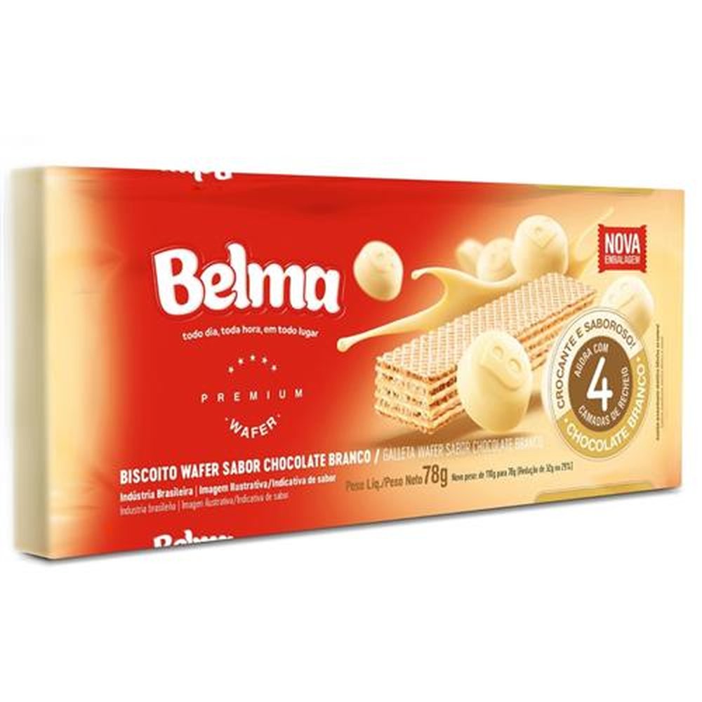 Wafer Belma Chocolate Branco 78g