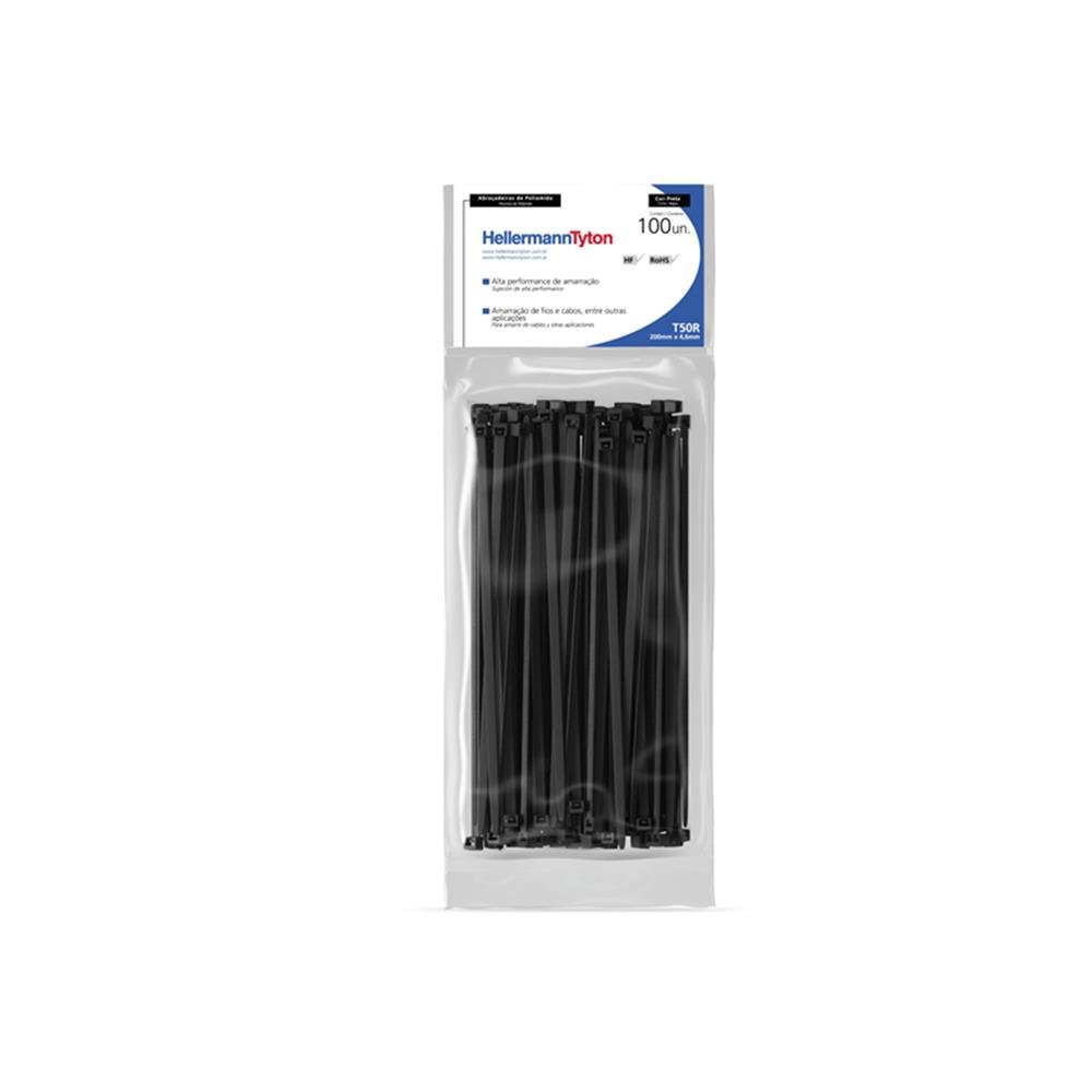 Abraçadeira Nylon 200Mmx4,6 Preta T50r Hellermann C100