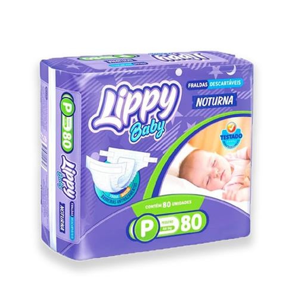 Fralda Lippy Baby Noturna Tamanho P 06 pacotes com 80 Fraldas - Total ...