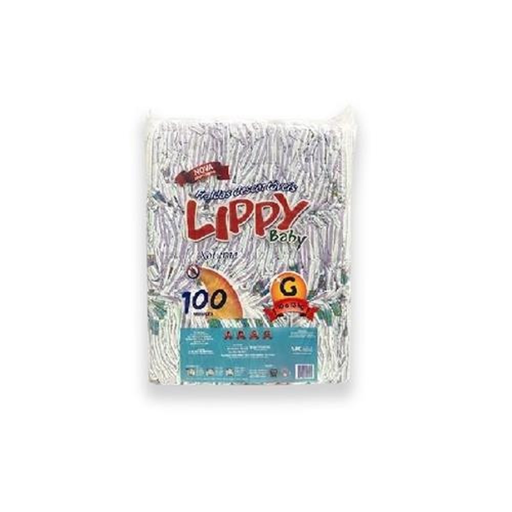 Fralda Lippy Baby Noturna Tamanho G 04 pacotes com 100 Fraldas - Total 400 Tiras
