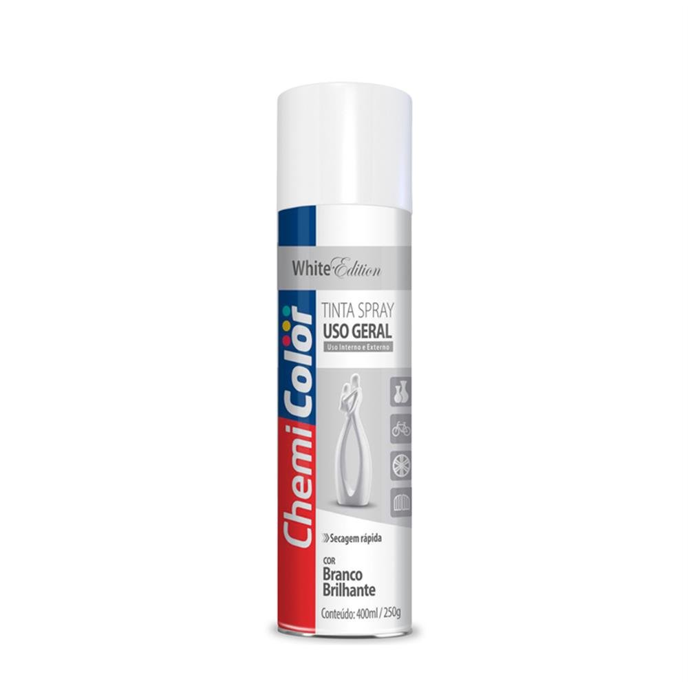 Tinta Spray Branco Brilhante 6X400 Chemicolor