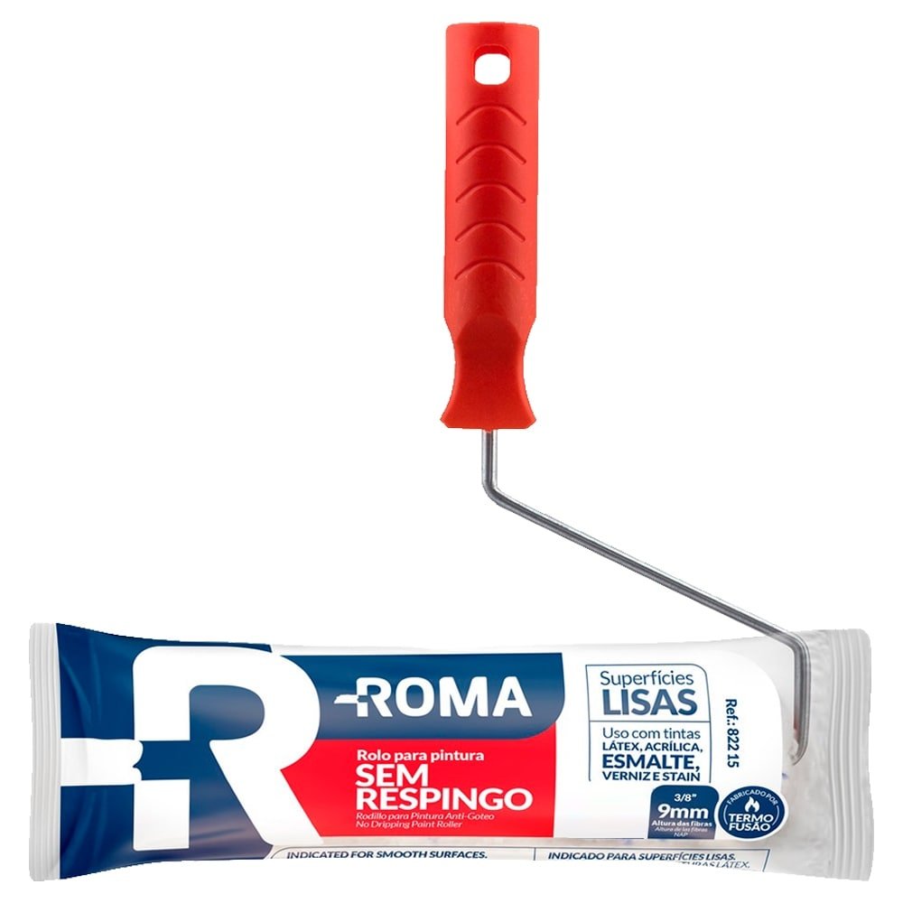 Rolo lã Sintético sem Respingo Roma 9cm com Cabo