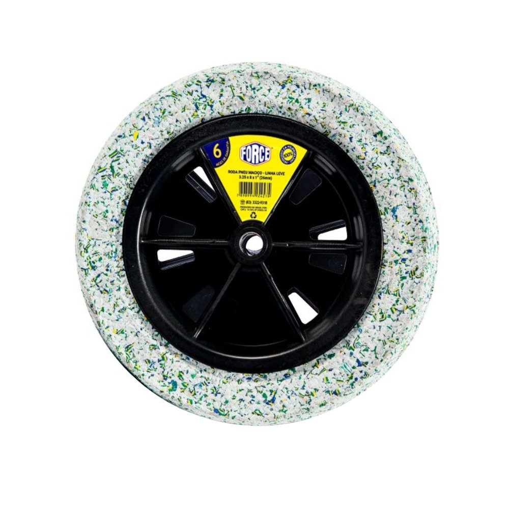 Roda Force para Carrinho de Mão Pneu Maciço 3.25x8x1 26mm Leve