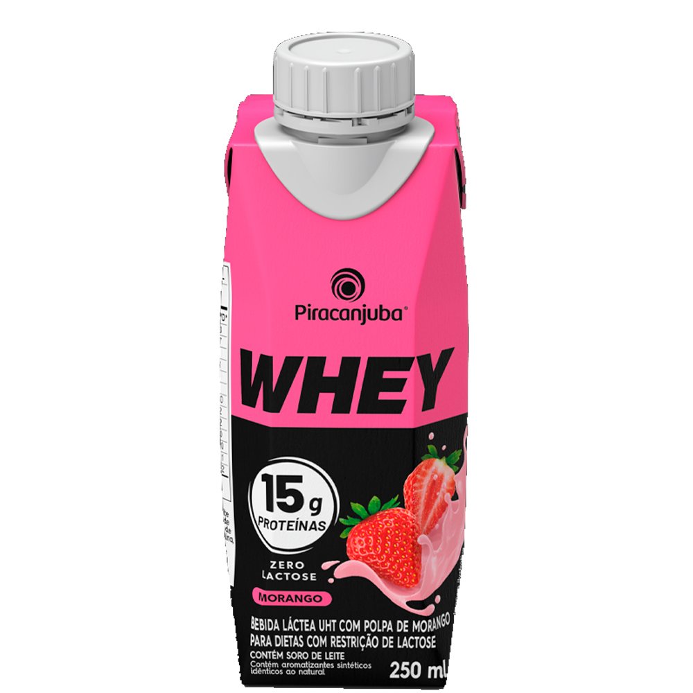 Whey Zero Lactose 15g Morango Piracanjuba 250ml