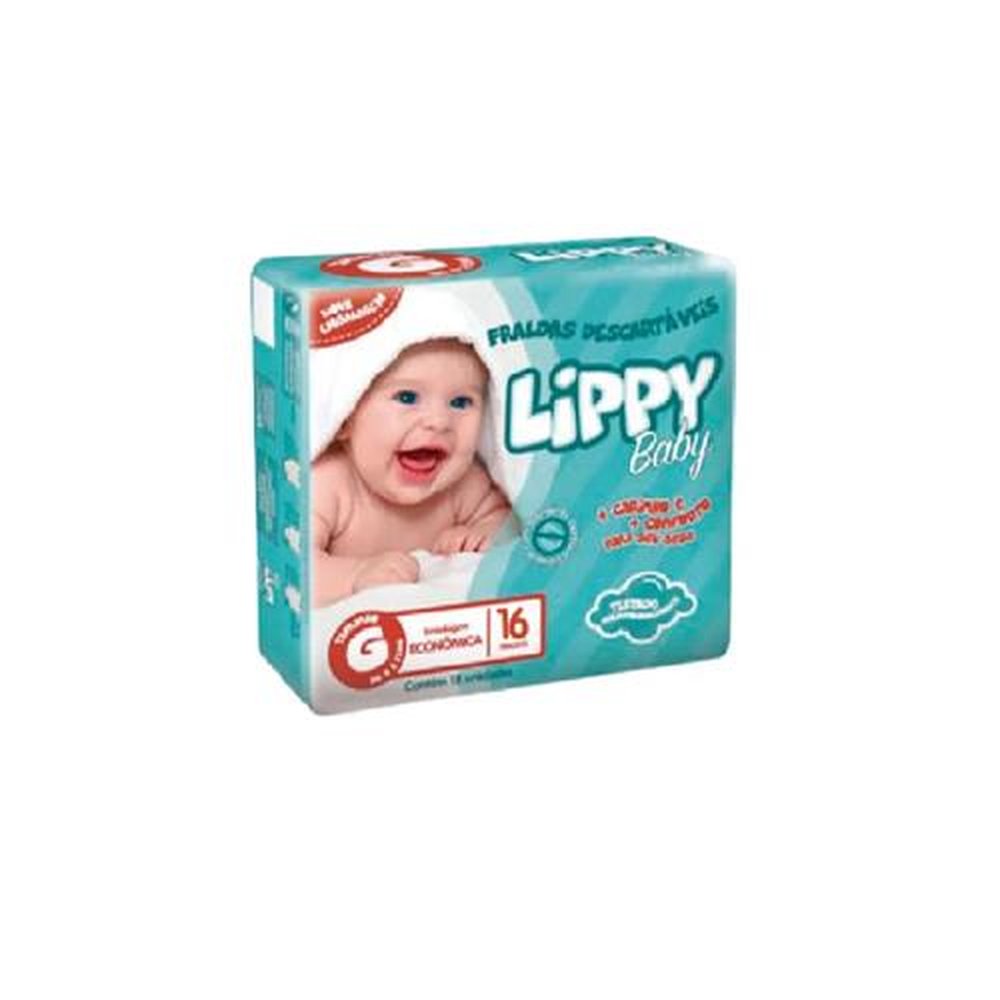 Fralda Descartável Infantil Lippy Baby Tamanho G Embalagem com 16 unidades