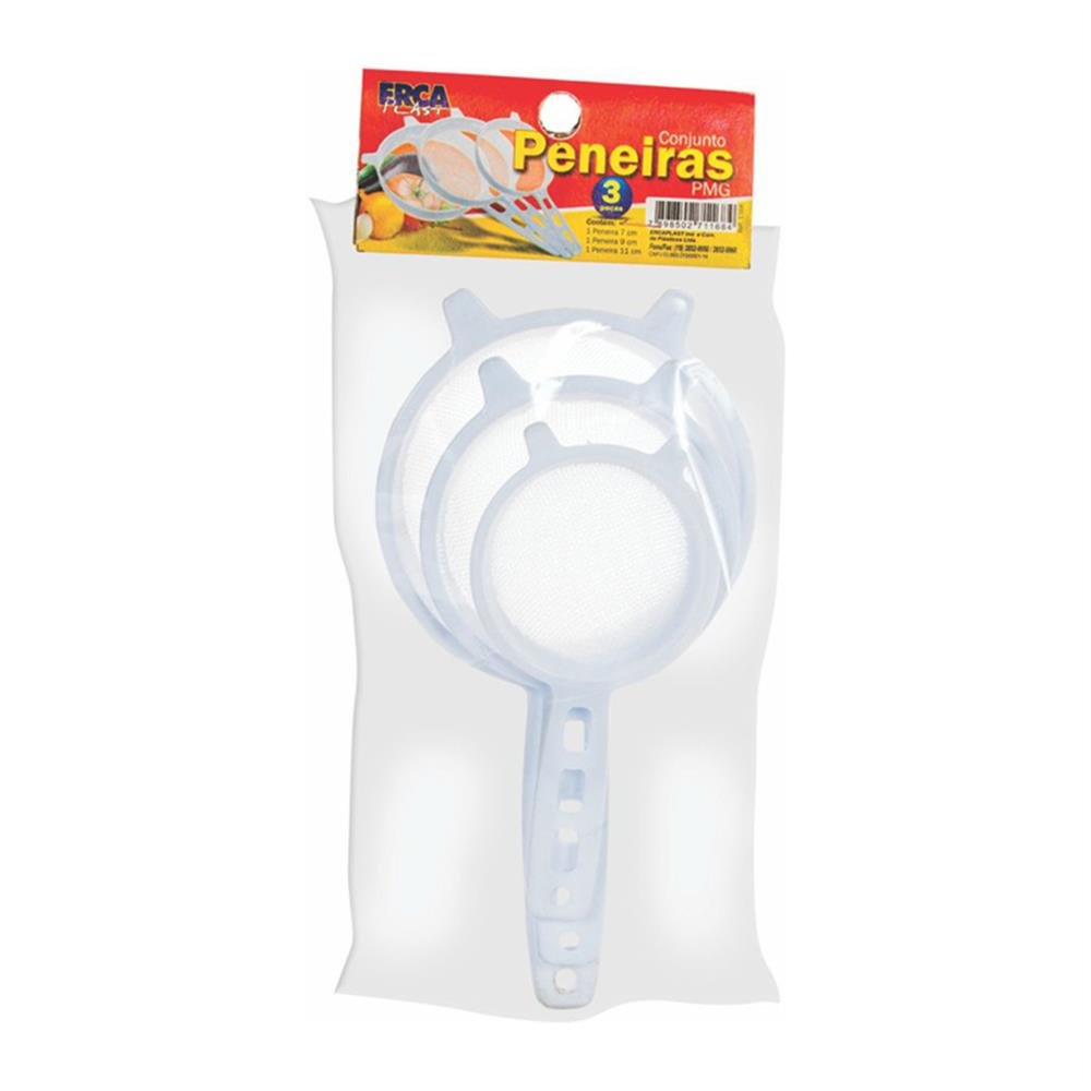 Peneira Nylon C/Cabo Sortido Ercaplast 36X3 Peças