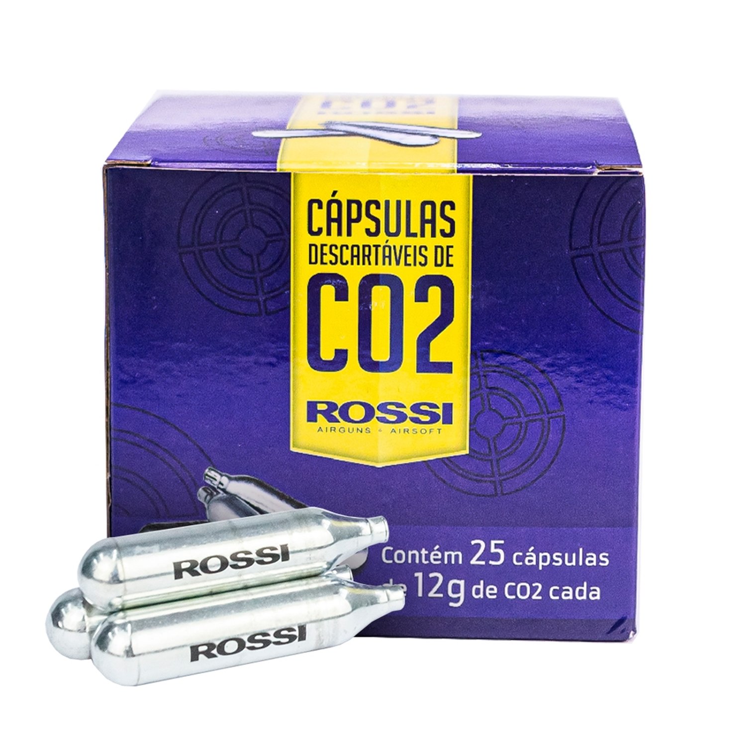 Cápsula de CO2 Rossi Descartável 12g - Embalagem com 25 Unidades