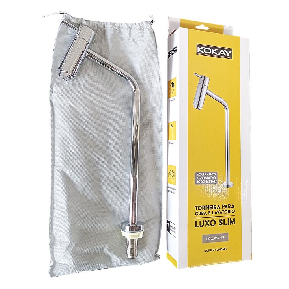 Torneira Para Cuba E Lavatório Luxo Slim Metal Cromado