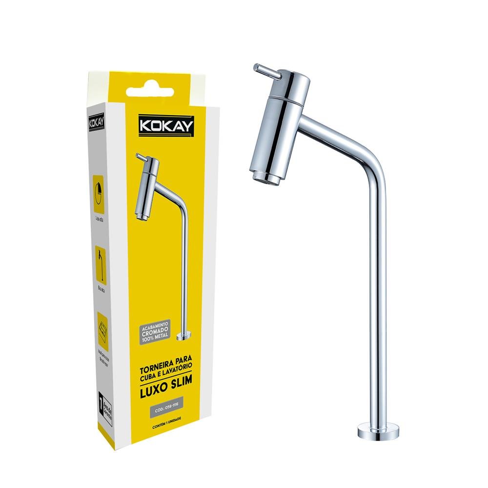Torneira Para Cuba E Lavatório Luxo Slim Metal Cromado