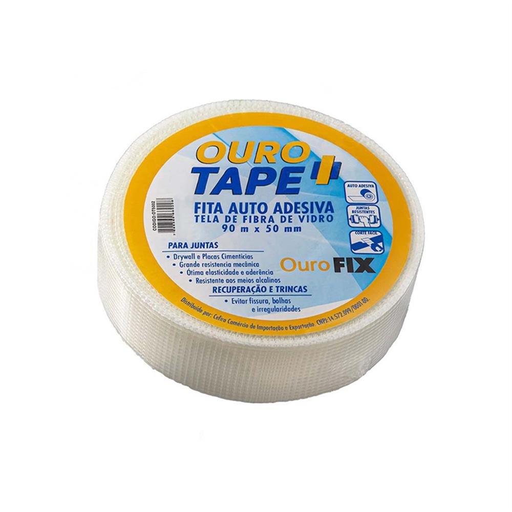 Fita Tela Adesiva Branca 50Mmx 90M Ouro Tape