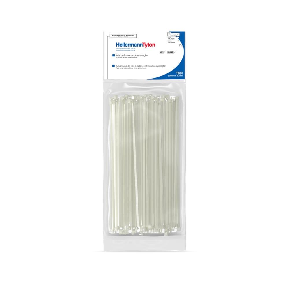Abraçadeira Nylon 300Mmx4,7 Branca Hellerman C100