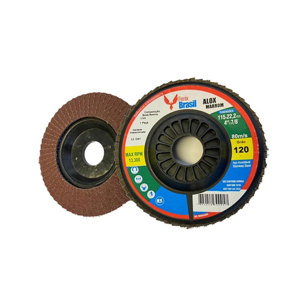 Disco Lixa Flap 4 1/2 120 Marrom Fênix Brasil C10