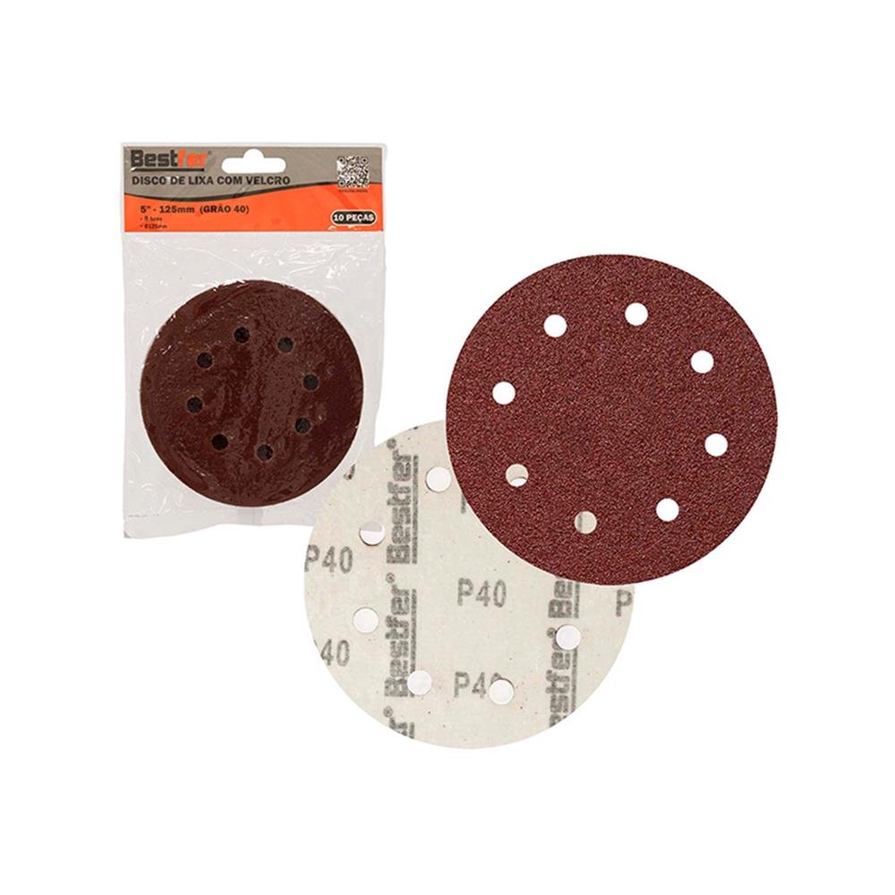 Disco Lixa Velcro 5" G040 8 Furos Bestfer C10