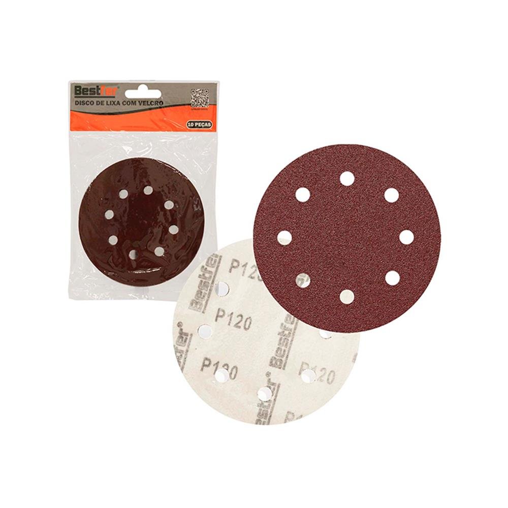 Disco Lixa Velcro 5,0" G100 8 Furos Bestfer C10