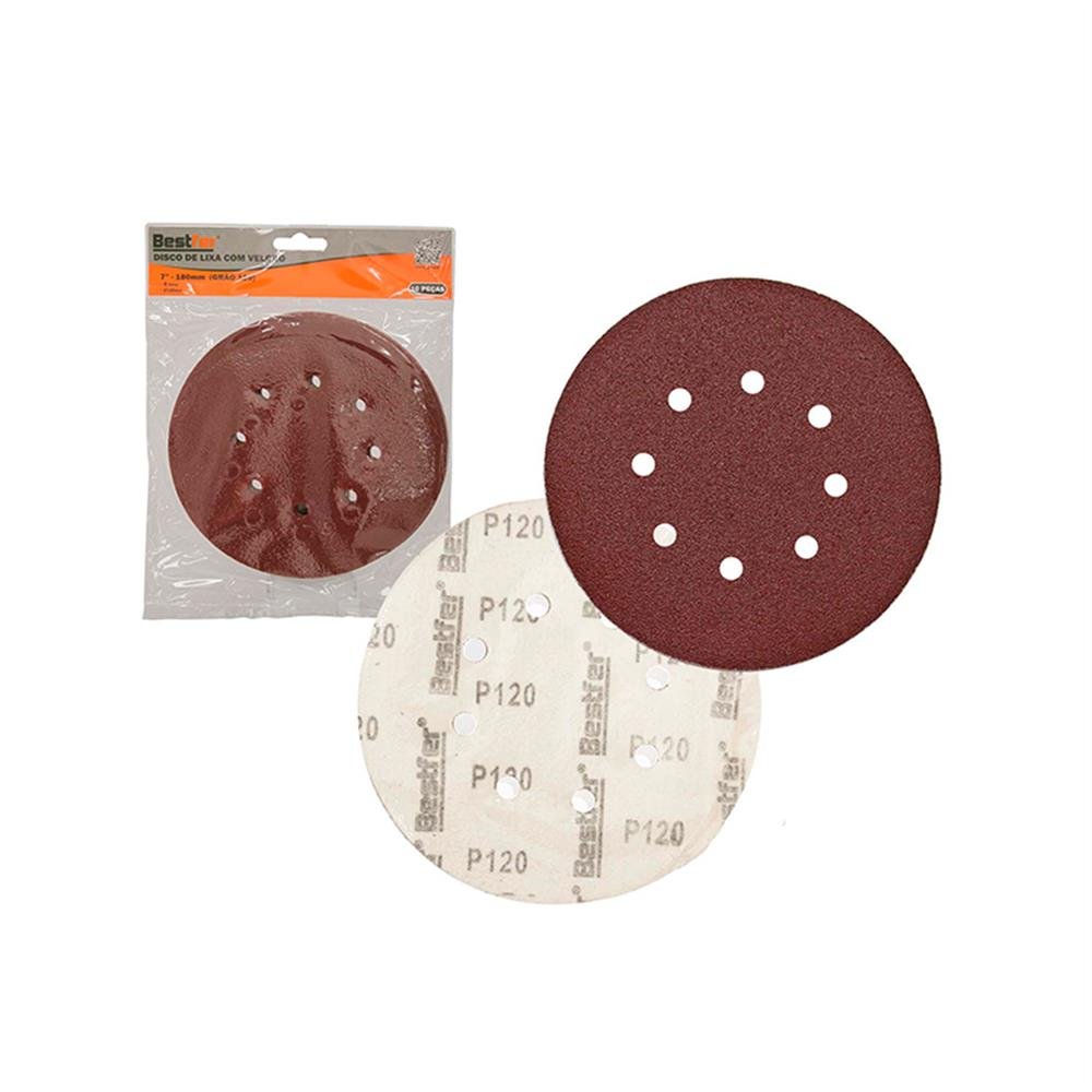Disco Lixa Velcro 7,0" G120 8 Furos Bestfer C10
